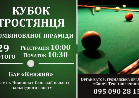 У Тростянці пройде Кубок міста з більярдного спорту